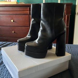 Chunky Heel Platform Ankle Boots